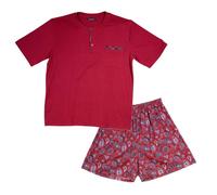 Keanu Men's Henley Short Pyjama Set in Red | Size: XL Keanu Red XL