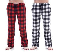 Keanu Mens Pack of 2 Lounge Pants | Check/Tartan/Animal Designs | Soft Fleece Sleep/Lounge Wear | Mens Sizes S - 2XL (Red/White Buffalo Check - XL)