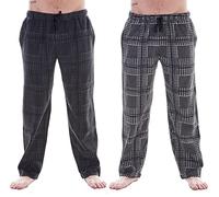 Keanu Mens Pack of 2 Lounge Pants | Check/Tartan/Animal Designs | Soft Fleece Sleep/Lounge Wear | Mens Sizes S - 2XL (Houndstooth Check- XL)