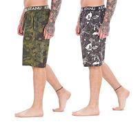 Keanu Mens Pack of 2 Lounge Shorts | Camouflage Design | Cotton Lounge Wear | Mens Sizes S - 2XL (Medium)