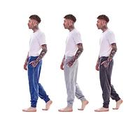 Keanu Mens Pack of 3 Lounge Pants | Soft Fleece Sleep/Lounge Wear | Mens Sizes S - 2XL (Charcoal/Grey/Blue Marl - L)