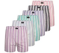 Keanu Mens Pure Cotton Woven Boxer Shorts - 6 Pack - Loose Fit Comfort Underwear - Elasticated Waistband - 100% Cotton - S M L XL 2XL (Pastel Stripes, Large)