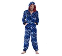 Keanu Mens Raptor Onesie with Velociraptor Face 3D Hood - All over print Dinosaur Design - Supersoft Flannel Fleece - Size M/L Multi