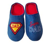 Keanu Mens Super Dad Mule Slippers - Novelty Fathers Day Dad Gift - UK Sizes 7-8, 9-10 & 11-12 (Super Dad - Blue/Red, 11-12)
