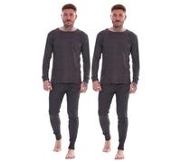 Keanu Mens Thermal Baselayer Set- Pack of 2 Sets - Winter Warm 0.45 Tog Brushed Underwear Long Sleeve Top - Sizes S M L XL 2XL (Charcoal, Extra Large)