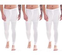 Keanu Mens Thermal Bottoms - Pack of 3 - Winter Warm Brushed Underwear Long Johns Baselayer - Sizes S M L XL 2XL (White, 2XL)