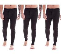 Keanu Mens Thermal Bottoms - Pack of 3 - Winter Warm Brushed Underwear Long Johns Baselayer - Sizes S M L XL 2XL (Black, Small)