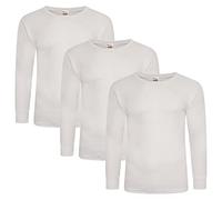 Keanu Mens Thermal Long Sleeve Top - Pack of 3 - Winter Warm Brushed Underwear Long Sleeve Top Baselayer - Sizes S M L XL 2XL (White, 2XL)