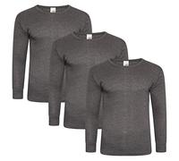 Keanu Mens Thermal Long Sleeve Top - Pack of 3 - Winter Warm Brushed Underwear Long Sleeve Top Baselayer - Sizes S M L XL 2XL (Charcoal, Small)