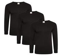 Keanu Mens Thermal Long Sleeve Tops - Pack of 3 - Winter Warm Brushed Underwear Long Sleeve Vest Baselayer - Big Sizes 3XL, 4XL, 5XL (Black, 4XL)