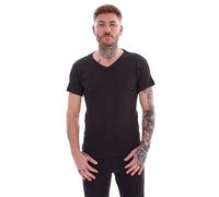 Keanu Mens Thermal V Neck T Shirts - Pack of 3 - Winter Warm Brushed Underwear Short Sleeve Vest Baselayer - Sizes S M L XL 2XL (Black, Medium)