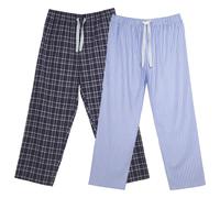 Keanu Men's Woven Checked Stripes Pyjama Bottoms Pack of 2 in Blue | Size: 2XL Keanu Blue 2XL
