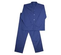 Keanu Men's Woven Pyjamas Set - Long Sleeve Button Down Shirt with Chest Pocket and Straight Leg Pants - Elasticated Waistband - Classic Nightwear - Size 2XL - Navy