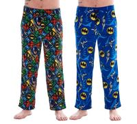 Keanu Pack of 2 Lounge Pants - Official Licensed Designs - Supersoft Fleece Pyjama Trouser Bottoms Night Wear (Bat Man Pack - L)