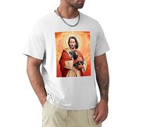 Keanu Reeves Jesus Hugs Puppy Men's T Shirt 100% Cotton White S