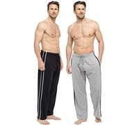 Keanu Socks Uwear Mens Long Lounge Wear Pants Nightwear (2 Pack) Pyjama Bottoms Sleepwear, Black/Grey, Double Extra Large