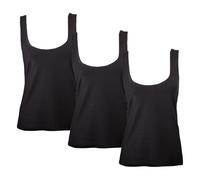 Keanu Women’s Fitted 100% Cotton Vests - Pack of 3 - Tank Top, Undershirt, Summer Wear - Sizes 8-24 (Black Pack, Size 14)