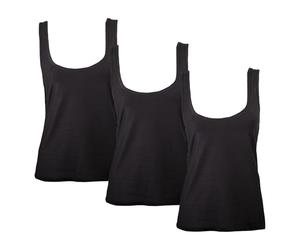 Keanu Women’s Fitted 100% Cotton Vests - Pack of 3 - Tank Top, Undershirt, Summer Wear - Sizes 8-24 (Black Pack, Size 8)