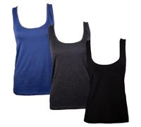 Keanu Women’s Fitted 100% Cotton Vests - Pack of 3 - Tank Top, Undershirt, Summer Wear - Sizes 8-24 (Dark Pack, Size 10)