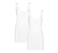 Keanu Women’s Fitted Cotton Blend Longline Vests - Pack of 2 - Tank Top, Undershirt, Summer Wear - Sizes 8-24 (White Pack, Size 10)