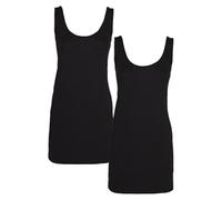 Keanu Women’s Fitted Cotton Blend Longline Vests - Pack of 2 - Tank Top, Undershirt, Summer Wear - Sizes 8-24 (Black Pack, Size 8)