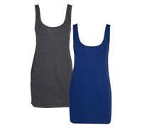 Keanu Women’s Fitted Cotton Blend Longline Vests - Pack of 2 - Tank Top, Undershirt, Summer Wear - Sizes 8-24 (Dark Pack, Size 8)