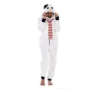 Keanu Womens Thick Snuggle Hooded Onesie - Luxury Warm Fleece Novelty Snowman Onesie - Sizes 8-20 (White, 16-18)