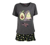 Keanu Women's You Complete Me Avocado Short-Sleeved Short Pyjama Set in Grey | Size: 20-22 Keanu Grey 20-22