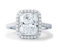 KEAO BROOKE 3 Carat Princess-Cut Halo Engagement Ring with Pavé Accent Stones, Classic Cushion Halo Setting, Elegant Bridal Jewelry, Metal, Cubic Zirconia