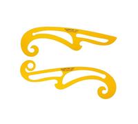 KEARING French Curve Ruler Template Set of 2pcs, Flexible Plastic Drafting & Sewing Rulers for Pattern Making, Geometric Drawing Templates