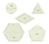 KEARING New Hot Hem Ruler for Sewing, Quilting Template Sets, Patented Heat Resistant Non-Slip Hot Ironing Ruler | Multi-Shapes Rulers with 1/4″ Seam Allowance and Marking Points, 2 Inches, 5 Pieces