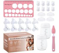 Kearnybo Replacement Parts Kit for M5 Wearable Breast Pump - Includes 2 Bottles, 8 Flanges, 8 Duckbill Valves, 4 Membranes, Sizing Ruler & Brush - BPA-Free, Easy to Clean