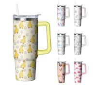 Kearscupra 30 oz Duck Tumbler with Handle and Straw, Insulated Stainless Steel Cup with Lid, Travel Coffee Mug Water Bottle, Gifts for Woman Animal Lovers