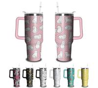 Kearscupra 40oz Cat Tumbler with Handle and Straw, Stainless Steel Insulated Cup with Lid and Straw, Travel Coffee Mug Water Bottle, Birthday Mothers Day Gifts for Women Men Animal Lovers