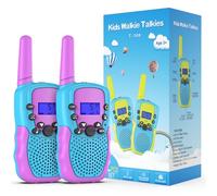 Kearui Kids Walkie Talkies 2Pack, Walkie Talkie for Kids 8 Channels 2 Way Radio with LED Flashlight and LCD Screen, Toys for 3 4 5 6 7 8 Years Boys & Girls Adventures, Camping, Hiking (Blue-Purple)
