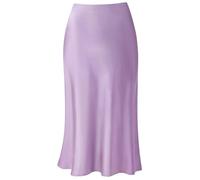 Keasmto Leopard Skirt for Women Midi Length High Waist Silk Satin Elasticized Cheetah Casual Ladies Skirts, Light Purple, XL