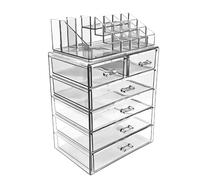 KEATON PRODUCTS Acrylic Makeup and Jewelry Organizer. Multilevel with Drawers and Removable Topper.