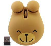 KeautFair Wireless Mouse - Cute Animal Bear Shaped, Portable USB, Ergonomic Design, 2.4GHz, 1200 DPI, Quiet, Gift for Kids & Children (Brown)