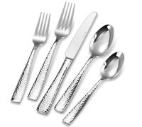 KEAWELL Premium 20/45/65 Piece Louis Hammered Silverware Set with Squared Edge, 18/10 Stainless Steel, Service for 4/8/12, Fine Flatware Set, Dishwasher Safe (45)