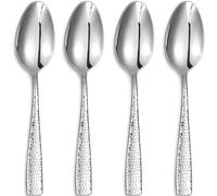 KEAWELL Premium Louis Hammered Serving Utensils, 18/10 Stainless Steel, Squared Edge Design, Mirror Finish, Dishwasher Safe (Serving Spoons, Set of 4)