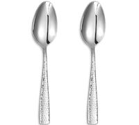 KEAWELL Premium Louis Hammered Serving Utensils, 18/10 Stainless Steel, Squared Edge Design, Mirror Finish, Dishwasher Safe (Serving Spoons, Set of 2)