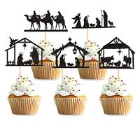 Keaziu 25PCS Jesus Christmas Cupcake Toppers Religion Christmas Theme Cupcake Picks Baby Shower Pray Chirstmas Decoration Party Decoration