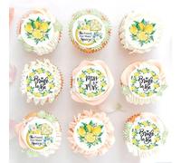 Keaziu 40 Pack Edible Lemon Cupcake Toppers Glutinous Rice Paper She found her Main Squeeze for Bridal Engagament Party Baby Shower Birthday Party Cake Decorations (lemon 5)