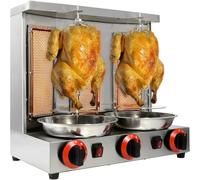 Kebab Machine - 360 Degree Rotating Meat Rotisserie, Commercial Turkish Chicken Doner Countertop Grill with Burner Propane Vertical Kebab Broiler