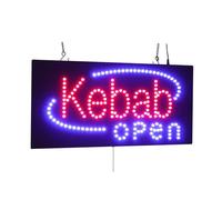 Kebab Open Sign, 24"x12", 60x30cm, TOPKING, LED, Neon, Florescent, Signage, Signboard, Display, Billboard, Screen, Grand Opening, Gift