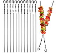 Kebab Skewers, 12PCS Stainless Steel BBQ Kebab Meat Skewers Set, Flat Barbecue Shish Kebab Stick for Meat Vegetables