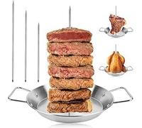 Kebab Spike Vertical with 3 Sizes Spikes, Vertical Kebab Skewer Stand Stainless Steel Chicken Skewers, Hanging Kebab Skewer Stand Metal Skewers for Kebabs, Whole Chicken, Steak, Fish, Sausage
