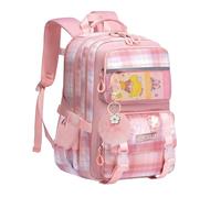 KEBEIXUAN Kids Primary School Bag for Girls, Personalised Kids Backpack Lightweight Girl School Bookbags with Kawaii Pendant for Girls Age 6-12 (pink)