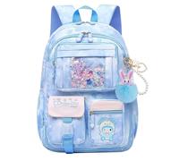 KEBEIXUAN School Bags for Girls, Backpack for School Large Capacity Water-resistant with Laptop Compartment Girls Backpack for Primary (Stitch Backpack Blue)