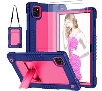 Kebiory Compatible with Callsky-Tab Cpad 10/Ctab 10 10.1 inch Tablet Case Hybrid Kids Friendly Cover with Kickstand Strap 2Pcs Screen Protector for Callsky-Tab Cpad 10/Ctab 10 Tablet (NavyPink+2 Pcs)